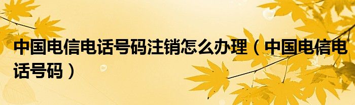 中国电信电话号码注销怎么办理(中国电信电话号码)
