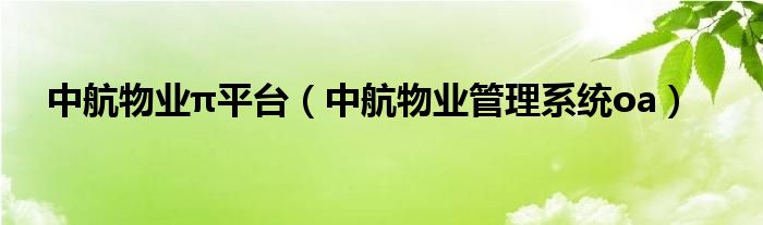 中航物业π平台(中航物业管理系统oa)