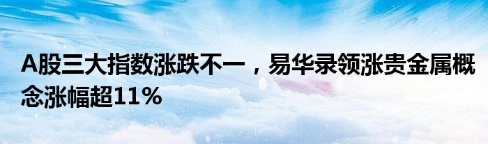 A股三大指数涨跌不一,易华录领涨贵金属概念涨幅超11%