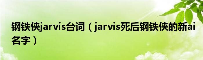 钢铁侠jarvis台词(jarvis死后钢铁侠的新ai名字)