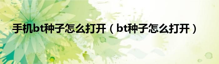 手机bt种子怎么打开(bt种子怎么打开)