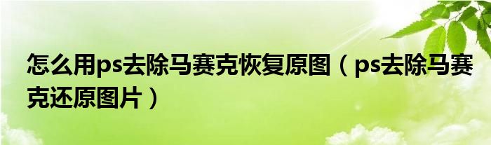 怎么用ps去除马赛克恢复原图(ps去除马赛克还原图片)