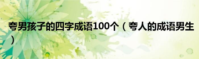 夸男孩子的四字成语100个(夸人的成语男生)
