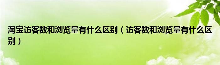 淘宝访客数和浏览量有什么区别(访客数和浏览量有什么区别)