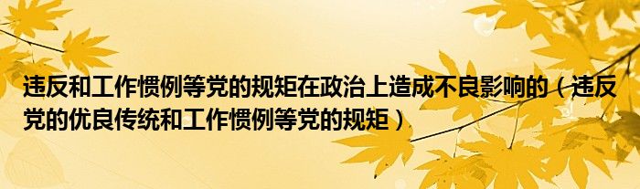 违反和工作惯例等党的规矩在政治上造成不良影响的(违反党的优良传统和工作惯例等党的规矩)