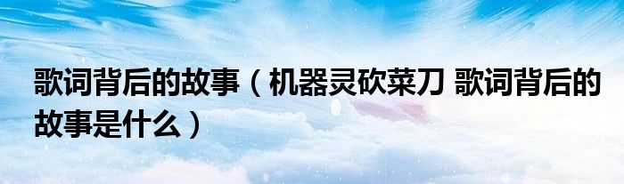 歌词背后的故事(机器灵砍菜刀 歌词背后的故事是什么)