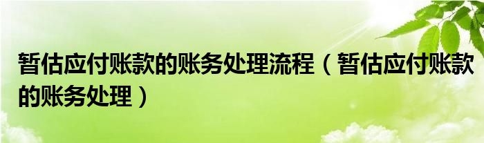 暂估应付账款的账务处理流程(暂估应付账款的账务处理)