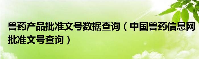 兽药产品批准文号数据查询(中国兽药信息网批准文号查询)
