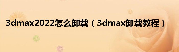 3dmax2022怎么卸载(3dmax卸载教程)
