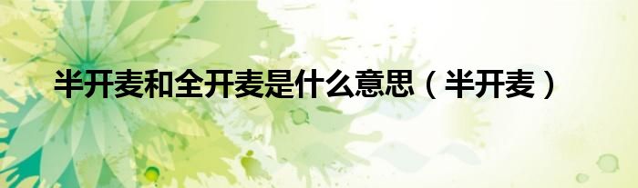 半开麦和全开麦是什么意思(半开麦)