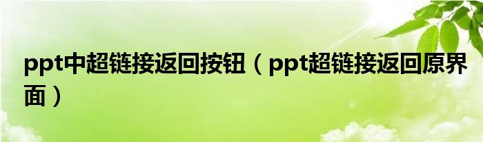 ppt中超链接返回按钮(ppt超链接返回原界面)