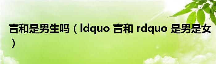 言和是男生吗(ldquo 言和 rdquo 是男是女)