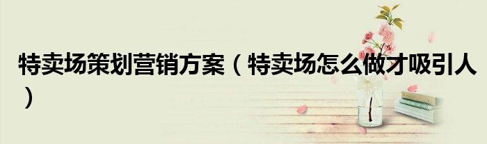 特卖场策划营销方案(特卖场怎么做才吸引人)