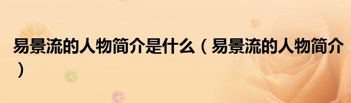 易景流的人物简介是什么(易景流的人物简介)