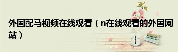 外国配马视频在线观看(n在线观看的外国网站)