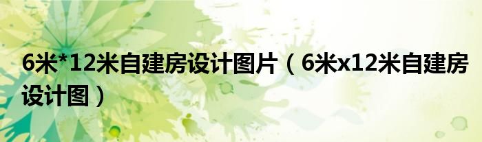 6米*12米自建房设计图片(6米x12米自建房设计图)