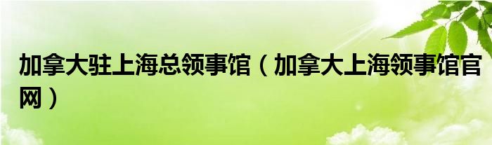 加拿大驻上海总领事馆(加拿大上海领事馆官网)