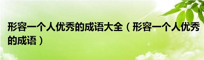 形容一个人优秀的成语大全(形容一个人优秀的成语)