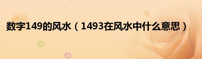 数字149的风水(1493在风水中什么意思)