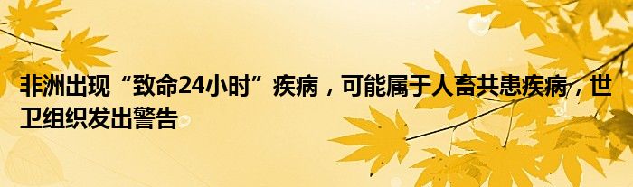 非洲出现“致命24小时”疾病,可能属于人畜共患疾病,世卫组织发出警告