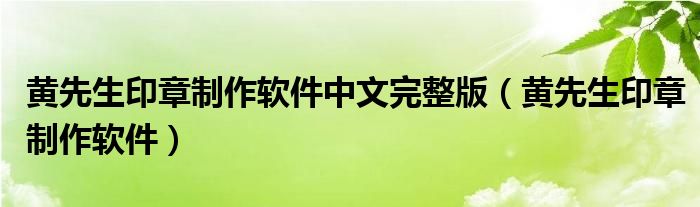 黄先生印章制作软件中文完整版(黄先生印章制作软件)