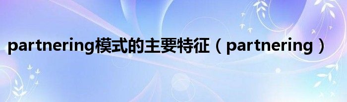 partnering模式的主要特征(partnering)