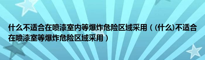 什么不适合在喷漆室内等爆炸危险区域采用((什么)不适合在喷漆室等爆炸危险区域采用)