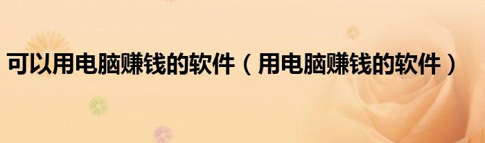 可以用电脑赚钱的软件(用电脑赚钱的软件)