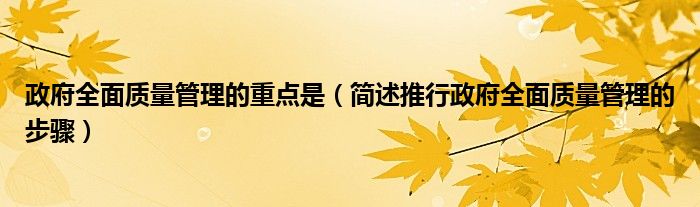政府全面质量管理的重点是(简述推行政府全面质量管理的步骤)