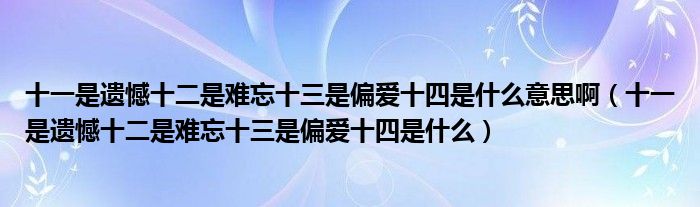 十一是遗憾十二是难忘十三是偏爱十四是什么意思啊(十一是遗憾十二是难忘十三是偏爱十四是什么)