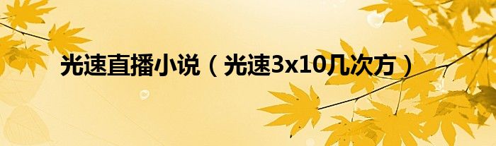 光速直播小说(光速3x10几次方)