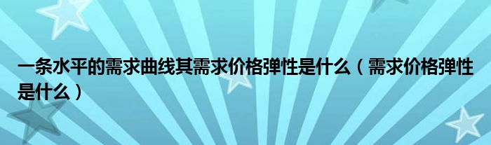 一条水平的需求曲线其需求价格弹性是什么(需求价格弹性是什么)