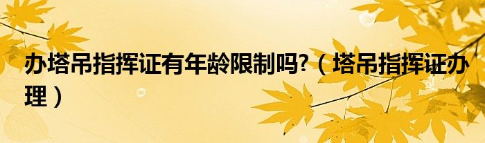 办塔吊指挥证有年龄限制吗?(塔吊指挥证办理)