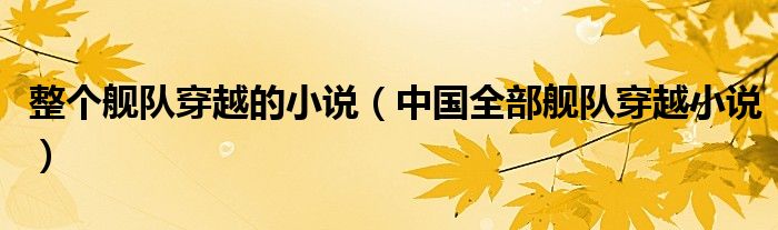 整个舰队穿越的小说(中国全部舰队穿越小说)