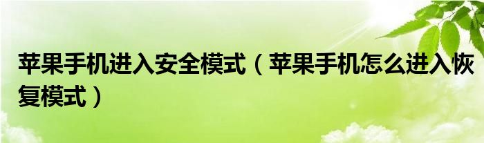 苹果手机进入安全模式(苹果手机怎么进入恢复模式)