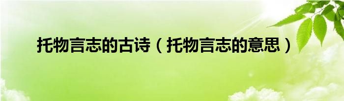 托物言志的古诗(托物言志的意思)