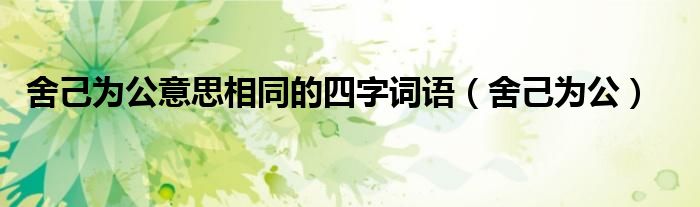 舍己为公意思相同的四字词语(舍己为公)