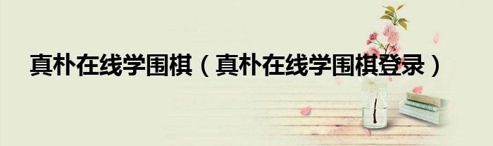 真朴在线学围棋(真朴在线学围棋登录)