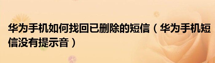 华为手机如何找回已删除的短信(华为手机短信没有提示音)