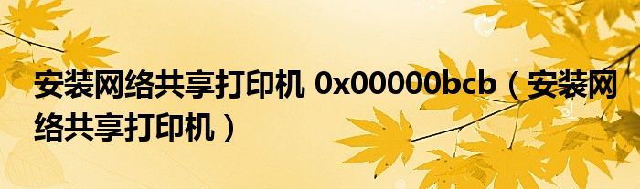 安装网络共享打印机 0x00000bcb(安装网络共享打印机)