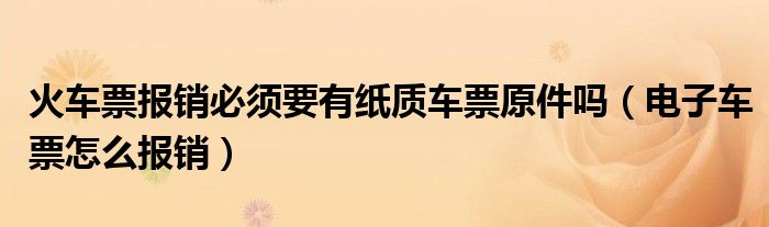 火车票报销必须要有纸质车票原件吗(电子车票怎么报销)