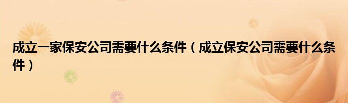 成立一家保安公司需要什么条件(成立保安公司需要什么条件)