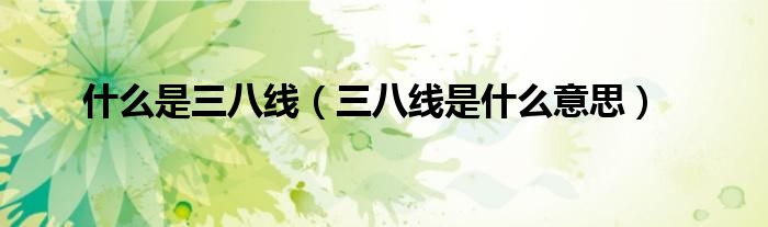 什么是三八线(三八线是什么意思)