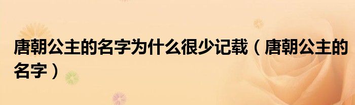 唐朝公主的名字为什么很少记载(唐朝公主的名字)