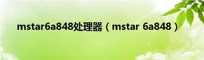 mstar6a848处理器(mstar 6a848)