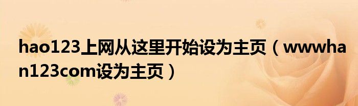 hao123上网从这里开始设为主页(wwwhan123com设为主页)
