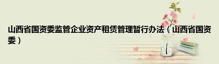 山西省国资委监管企业资产租赁管理暂行办法(山西省国资委)