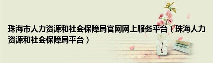 珠海市人力资源和社会保障局官网网上服务平台(珠海人力资源和社会保障局平台)