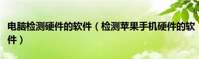 电脑检测硬件的软件(检测苹果手机硬件的软件)