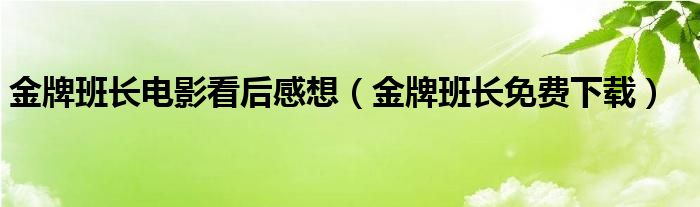 金牌班长电影看后感想(金牌班长免费下载)